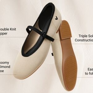 Women's Cream Knit Ballet Flats VIVAIA ecofrienly Size 7 NEW